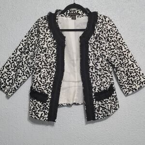 Vintage Marisa Christina‎ Womens Dalmatian Print Blazer Size L Ruffle Unique 80s